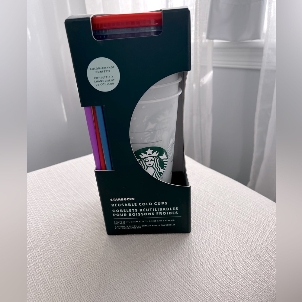 2021 Five Pack of Starbucks Reusable Cold Cups/Color Change Confetti